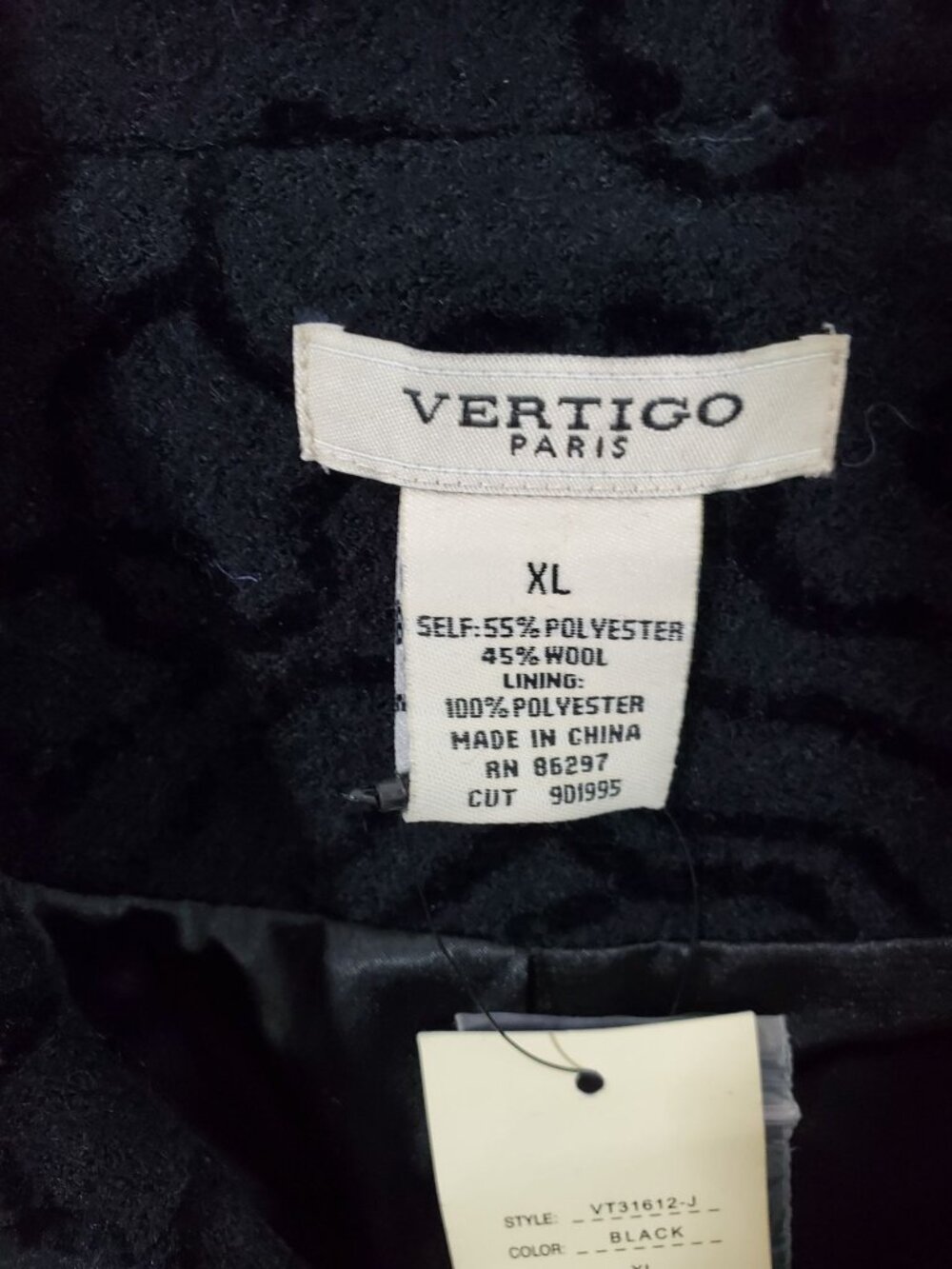 NWT Vertigo Paris Women's Black Wool Modern Day Pea Coat Size XL 1122 - Picture 12 of 13